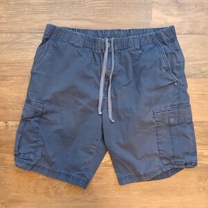 Tommy Bahama Shorts Mens Large Blue Cargo Cotton Elastic Waist Drawstring